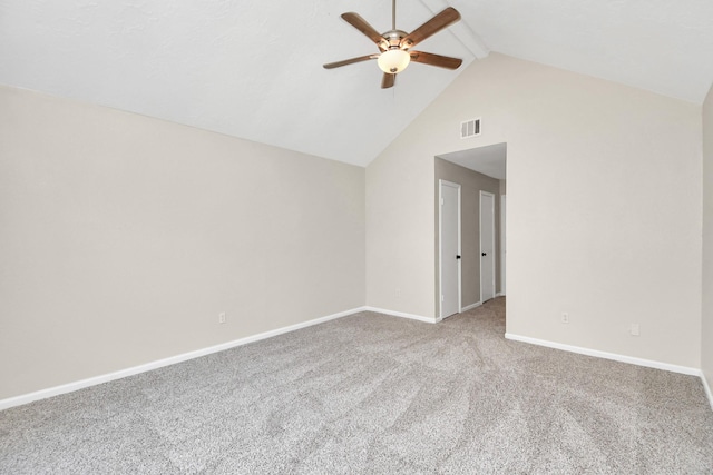 bonus room featuring carpet, vaulted ceiling, and ceiling fan