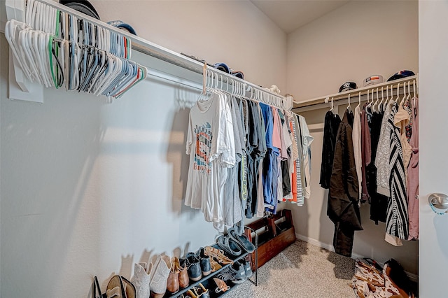 spacious closet featuring carpet floors