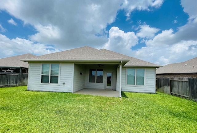31407 Calle Linda Dr, Hockley, TX 77447 - rear view of property with a ceiling fan, a patio, and a shingled roof