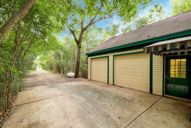 view of garage