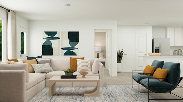 living room featuring light wood-type flooring