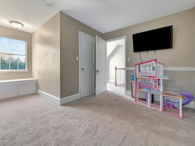 game room featuring carpet flooring