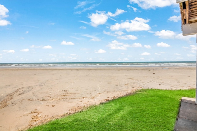 view of water feature with a beach view