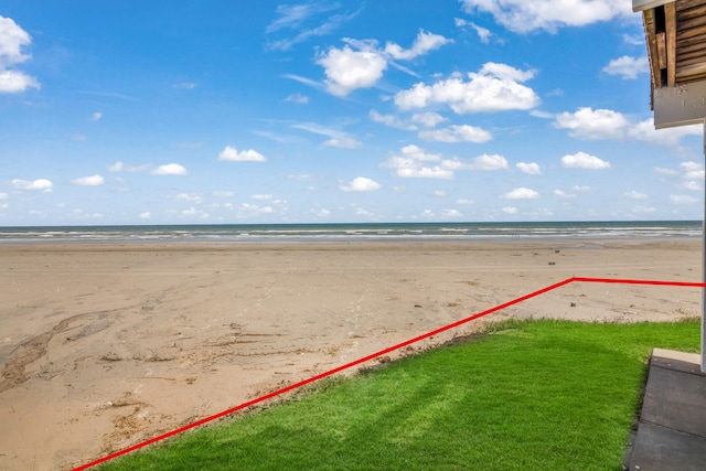 property view of water featuring a beach view