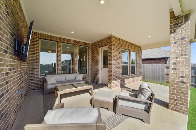 view of patio / terrace with an outdoor living space