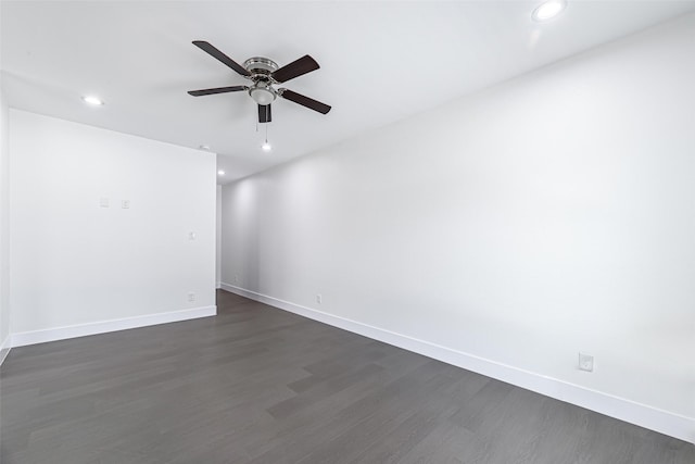 8211 Gladstone St, Houston, TX 77051 - unfurnished room featuring recessed lighting, dark wood-style flooring, and a ceiling fan