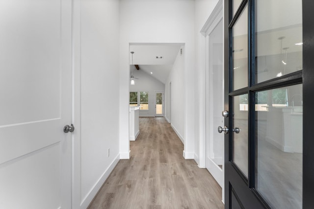 hall featuring light wood-type flooring