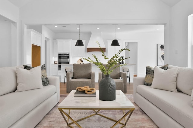 living room featuring light hardwood / wood-style flooring