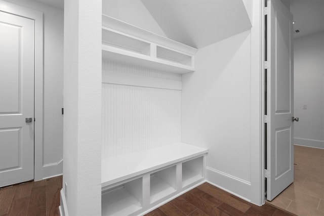 mudroom featuring dark hardwood / wood-style flooring