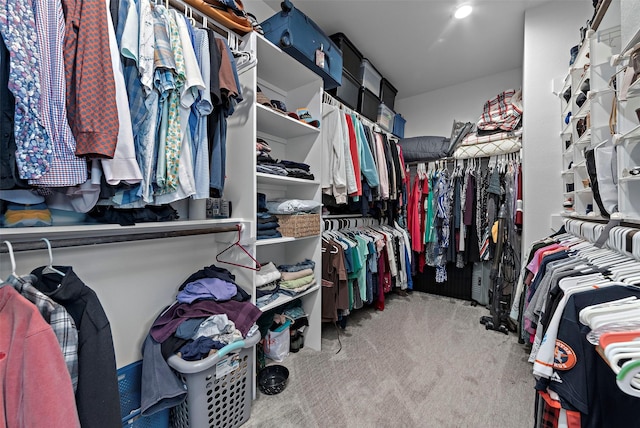 spacious closet with light colored carpet