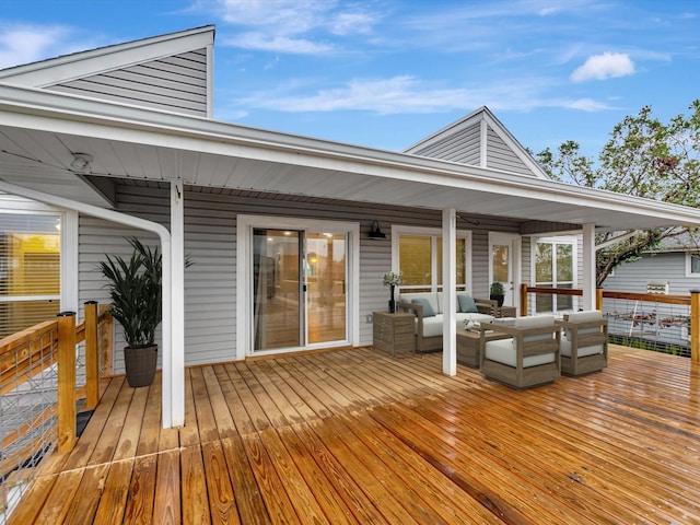 24 N Omega St, La Marque, TX 77568 - wooden terrace featuring an outdoor living space