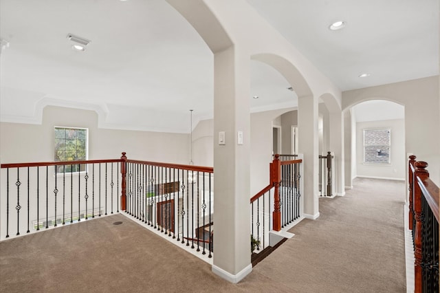 hallway featuring carpet flooring