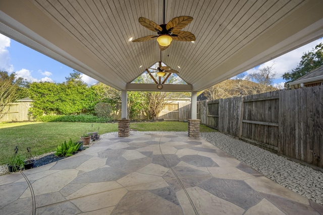 view of patio / terrace featuring ceiling fan