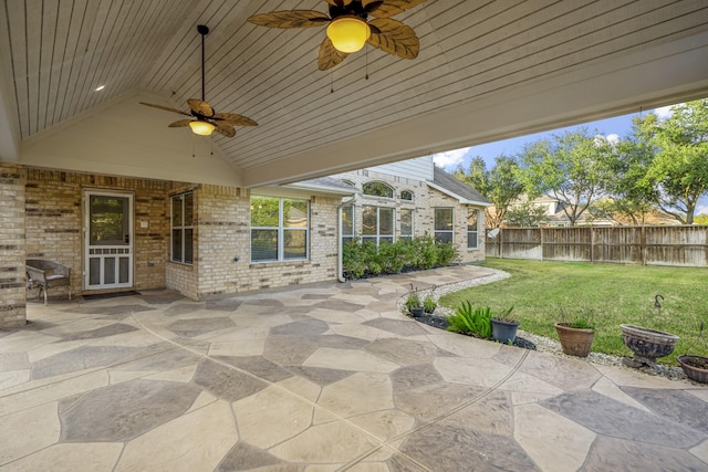 view of patio with ceiling fan