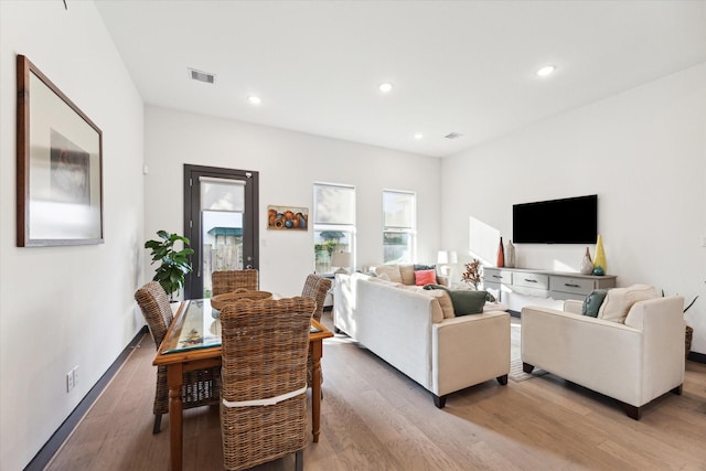 living room featuring light hardwood / wood-style floors