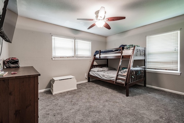 bedroom with carpet floors and ceiling fan