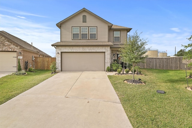 front of property featuring a garage and a front lawn