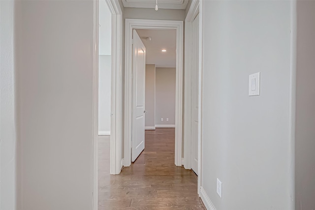 hallway with wood-type flooring