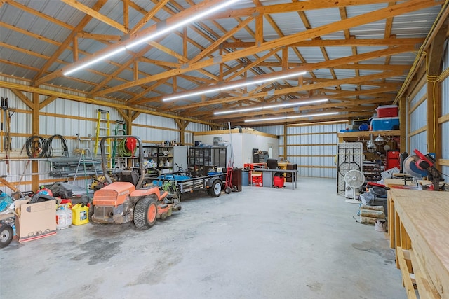 garage featuring a workshop area