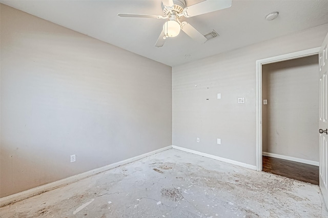 spare room featuring ceiling fan