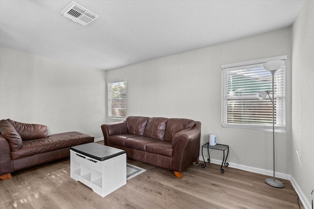 living room featuring light wood-type flooring