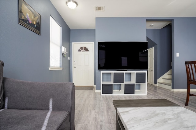 living room featuring light hardwood / wood-style floors