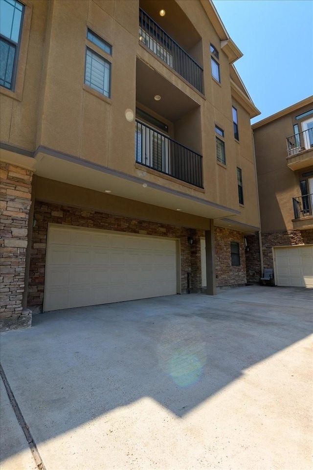 view of building exterior with a garage