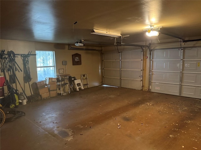 garage with a garage door opener