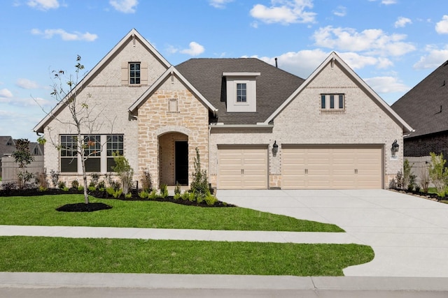 view of front of house featuring a garage and a front yard