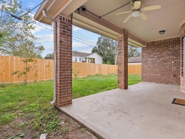 view of patio with ceiling fan