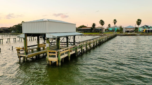 view of dock featuring a water view