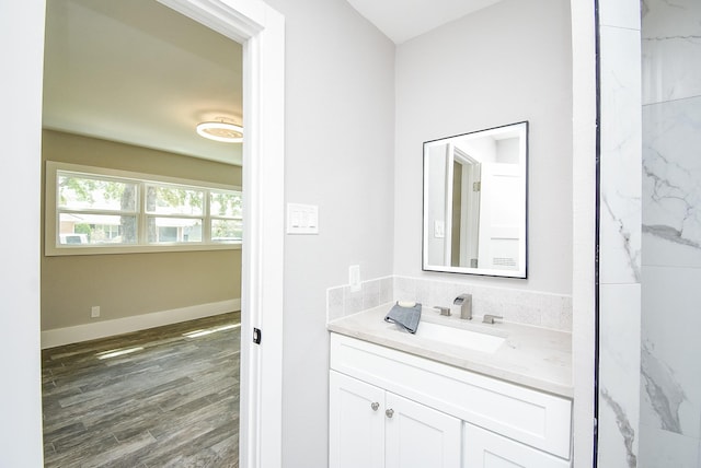 7618 Highmeadow Dr, Houston, TX 77063 - bathroom with vanity and wood finished floors