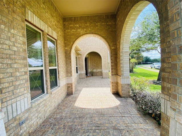 view of patio featuring a porch