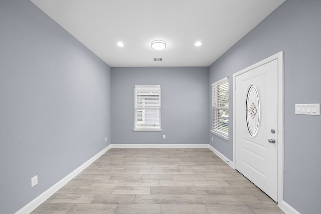 entryway featuring light hardwood / wood-style floors and plenty of natural light