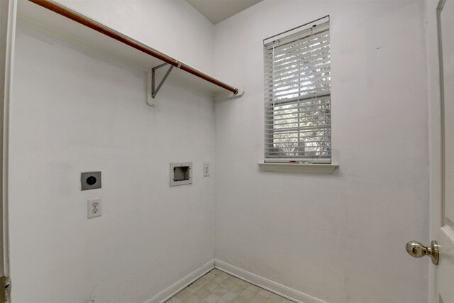 washroom featuring hookup for an electric dryer and washer hookup