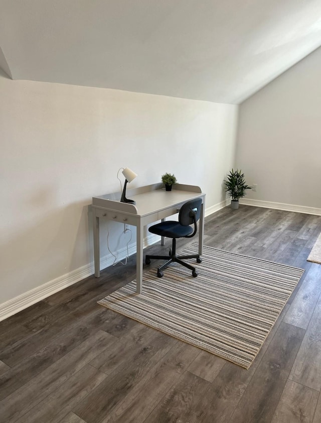 office space featuring dark hardwood / wood-style floors