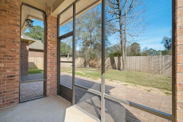 view of unfurnished sunroom