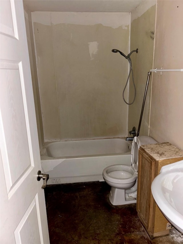 full bathroom featuring tub / shower combination, toilet, and sink