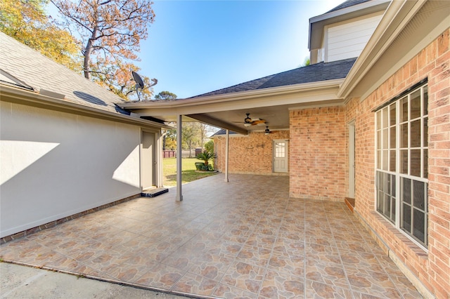 view of patio / terrace with ceiling fan