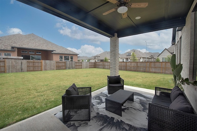 view of patio / terrace featuring ceiling fan