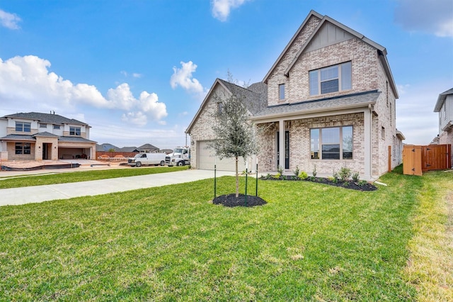 craftsman inspired home with a front yard