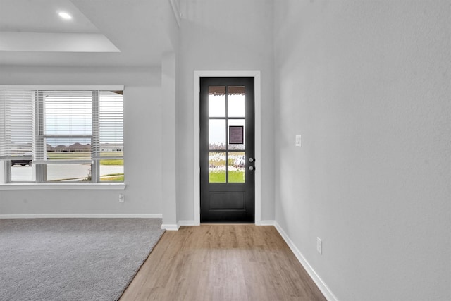 foyer featuring light wood-type flooring and a wealth of natural light