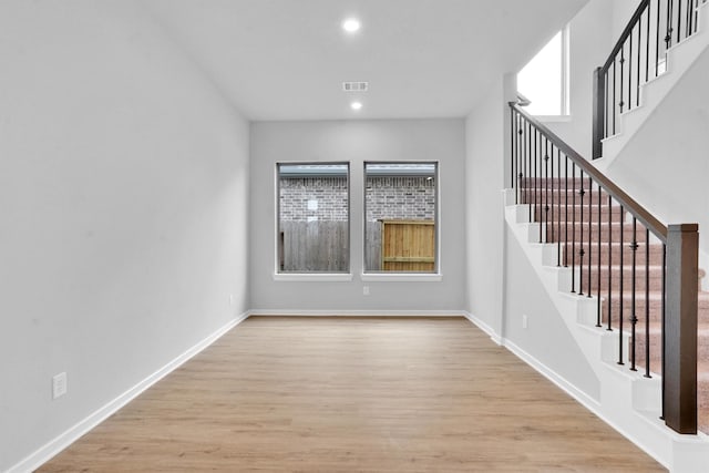 interior space with light hardwood / wood-style floors