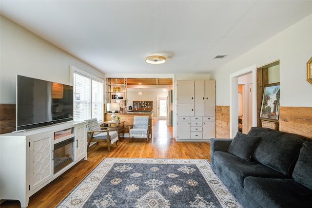 living room with light wood-type flooring