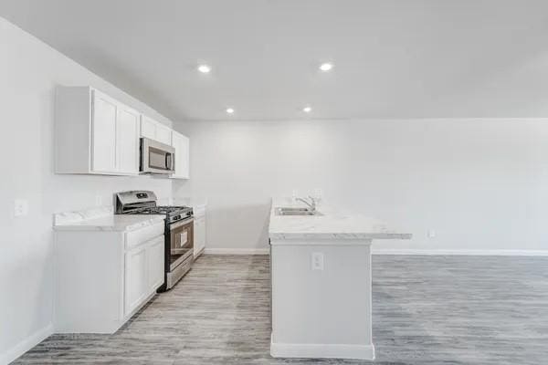 kitchen with white cabinetry, sink, and stainless steel appliances