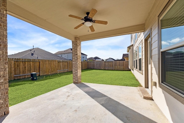 view of patio / terrace with ceiling fan