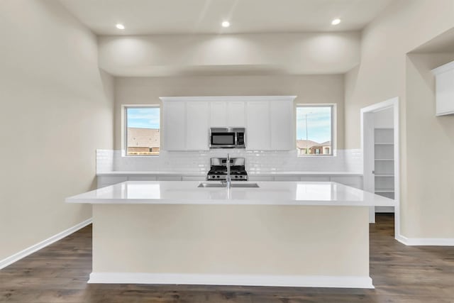 kitchen with white cabinets, stainless steel appliances, and a healthy amount of sunlight