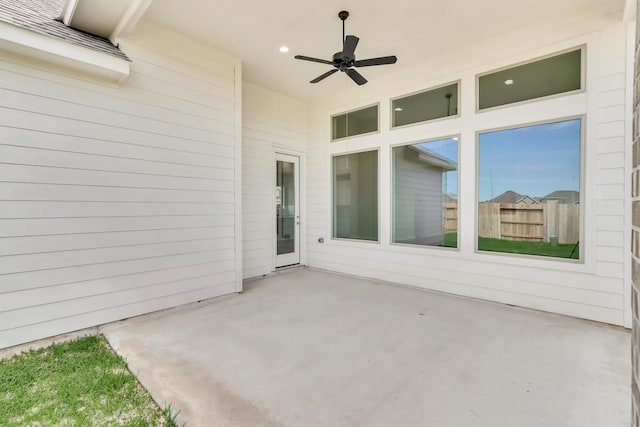 view of patio / terrace with ceiling fan