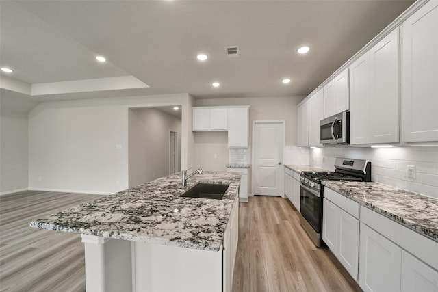 kitchen featuring sink, white cabinetry, and stainless steel appliances