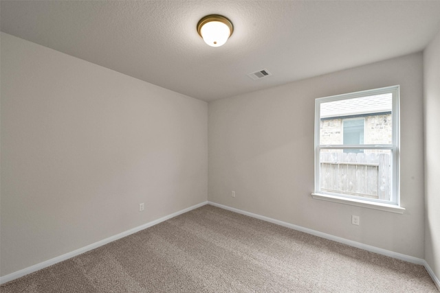 spare room with carpet flooring and a textured ceiling